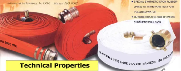 สายส่งน้ำดับเพลิง ยี่ห้อ SAKURA (RED/WHITE) FIRE HOSE