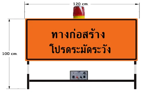 ป้ายบอกทางก่อสร้างโปรดระมัดระวัง