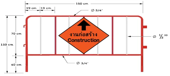 งานก่อสร้างขนาด 110x150 ซม.ขนาดแผ่นป้าย 60x60 ซม.